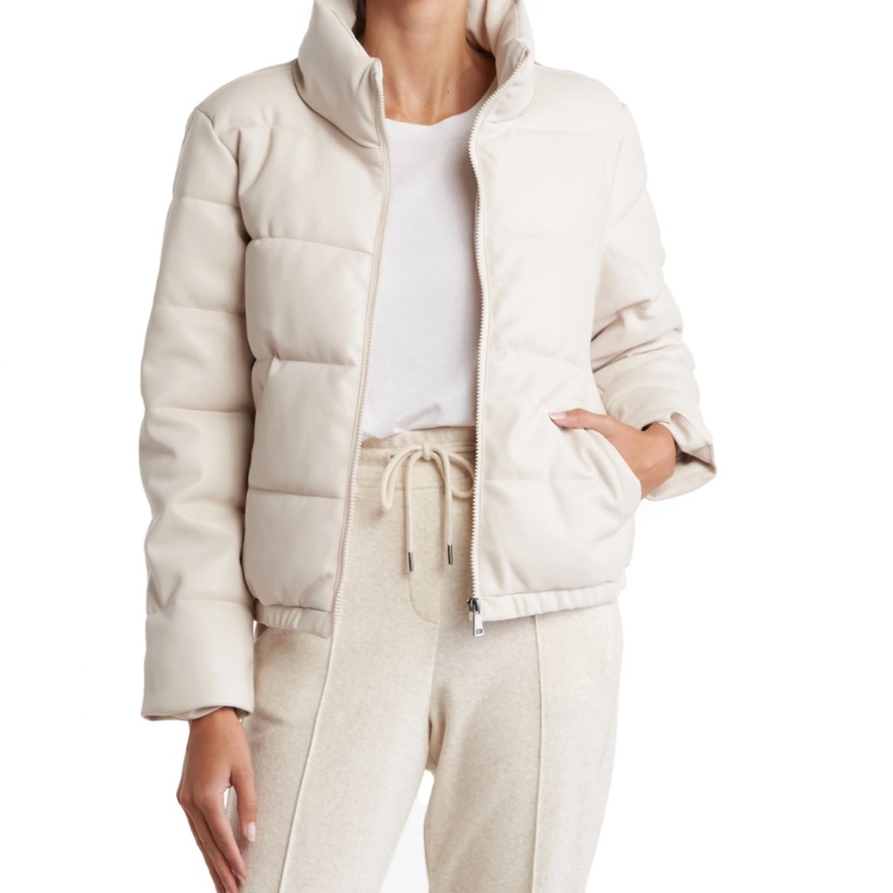 Sebby Collection Faux Leather Puffer Jacket